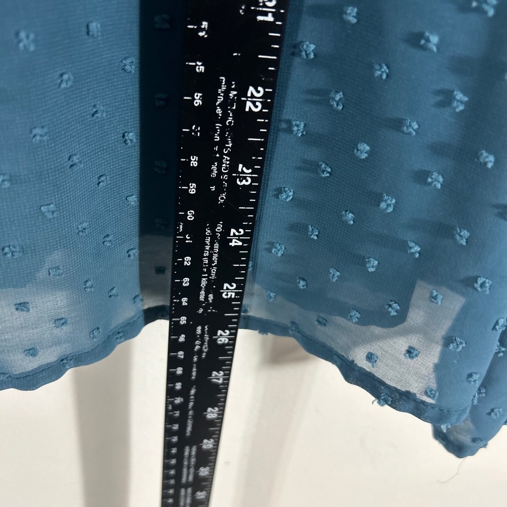 Blue Rain Swiss Dot Blouse Women Medium Teal  Sheer Bell Sleeve Boho - Picture 4 of 8